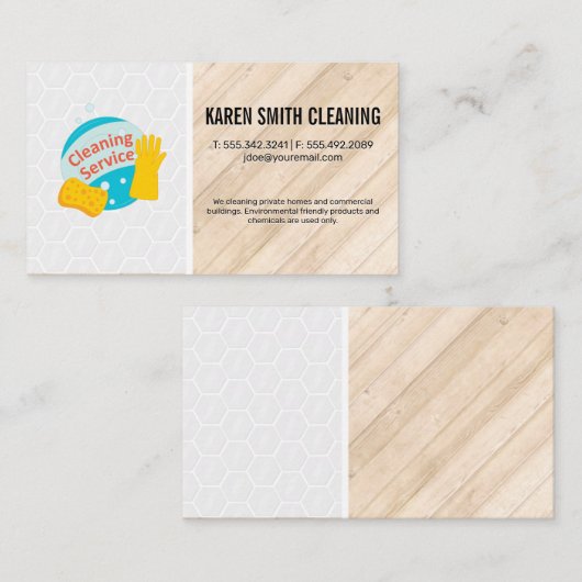 クリーニングサービス | タイル | 木造フロア 名刺 (正面/裏面)