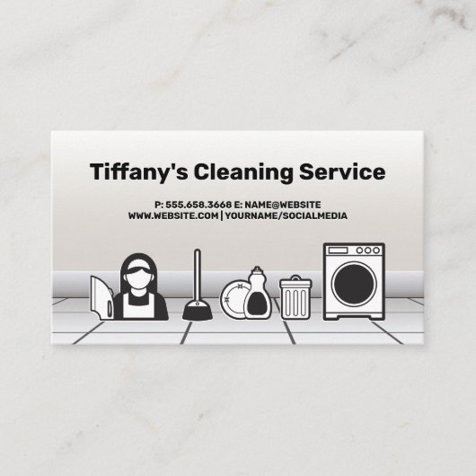 クリーニングサービス | ダスティング | ごみ | 洗濯物 名刺 (正面)