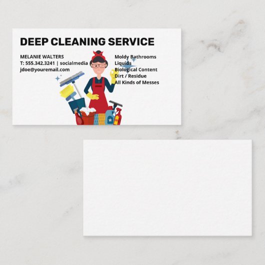 クリーニングサービス | ツールを使用したメイドクリーニング 名刺 (正面/裏面)