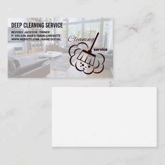 クリーニングサービス | ブロムクリーンモダンリビングルーム 名刺 (正面/裏面)