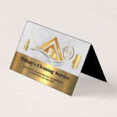 クリーニングサービス | ホーム金ゴールドメタリックアイコン 名刺 (正面)