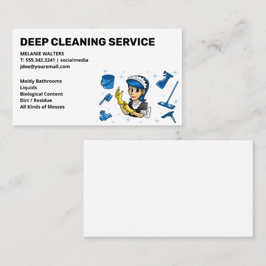 クリーニングサービス | メイドとクリーニングツール 名刺 (正面/裏面)