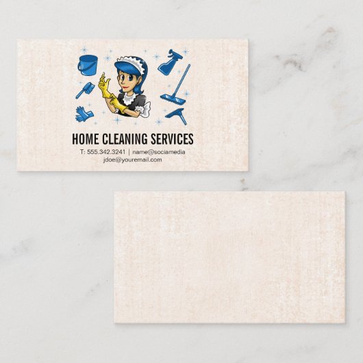 クリーニングサービス | メイドとクリーニング製品 名刺 (正面/裏面)