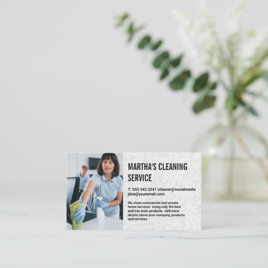 クリーニングサービス |メイドクリーニングオフィス 名刺 (スタンド正面)