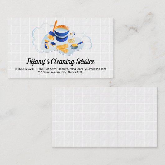 クリーニングサービス |メイドクリーニング用品タイル 名刺 (正面/裏面)