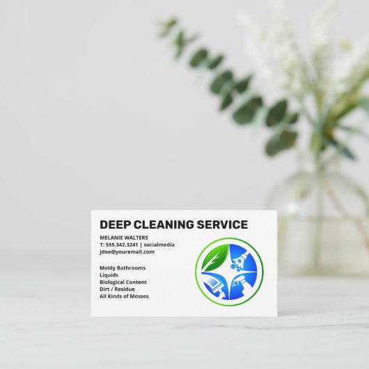 クリーニングサービス |メイドクリーニング |クリーナーロゴ 名刺 (スタンド正面)