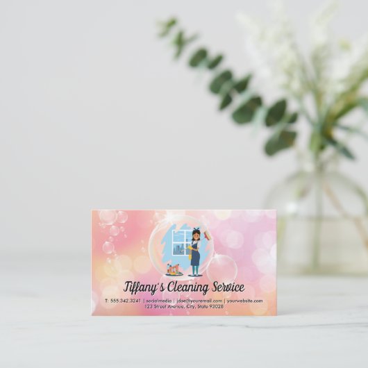 クリーニングサービス | メイドクリーニング | シャボン 名刺 (スタンド正面)