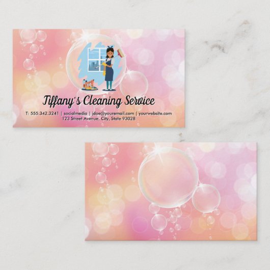 クリーニングサービス | メイドクリーニング | シャボン 名刺 (正面/裏面)
