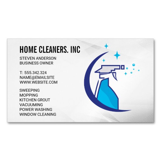 クリーニングサービス | メイドサービス | スプレーボトル マグネット名刺 (正面)