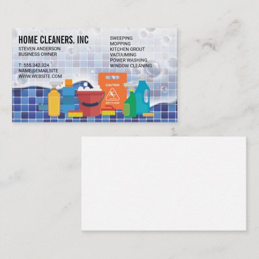 クリーニングサービス | メイドサービス | タイル石けん水 名刺 (正面/裏面)