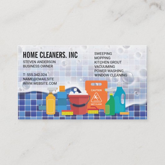 クリーニングサービス | メイドサービス | タイル石けん水 名刺 (正面)