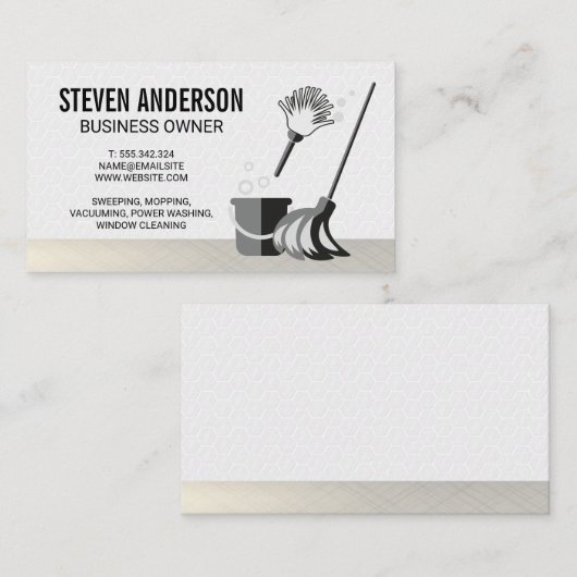 クリーニングサービス |メイドサービス |白いタイル 名刺 (正面/裏面)