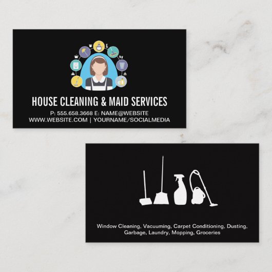 クリーニングサービス |メイドツールとサービス 名刺 (正面/裏面)