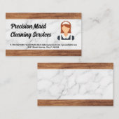 クリーニングサービス |メイドロゴ |木製大理石 名刺 (正面/裏面)