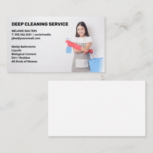 クリーニングサービス | メイド保持バケット及びスプレー 名刺 (正面/裏面)