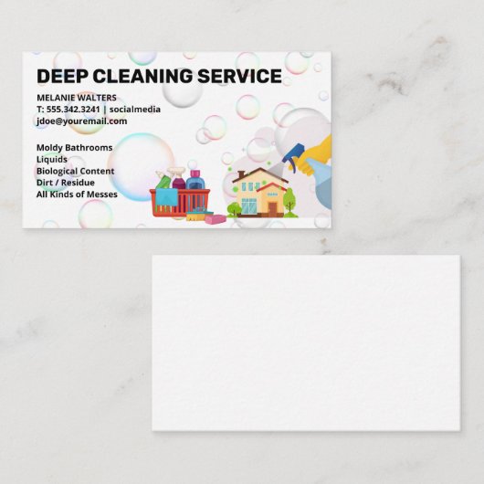 クリーニングサービス |メイド散布 |バブル 名刺 (正面/裏面)