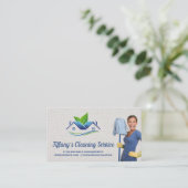 クリーニングサービス | メイド清掃保持モップ 名刺 (スタンド正面)