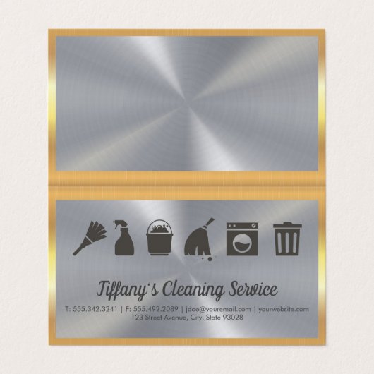 クリーニングサービス |メイド用品 |金ゴールド縁ど 名刺 (外部フラット)