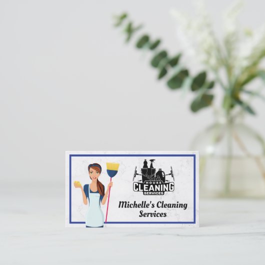 クリーニングサービス |メイド |大理石 名刺 (スタンド正面)