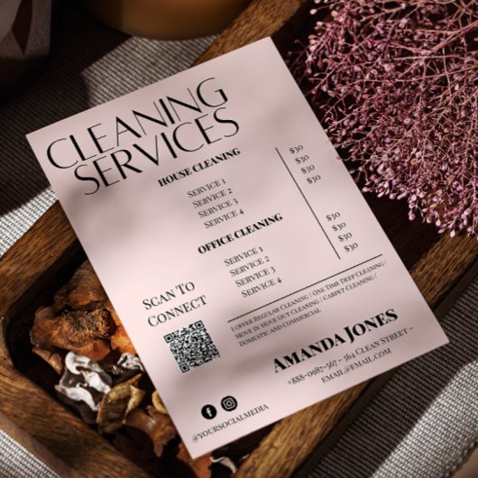 クリーニングサービス メイド 料金 パステルピンク チラシ