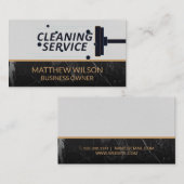 クリーニングサービス | モップ箒 | 黒大理石 名刺 (正面/裏面)