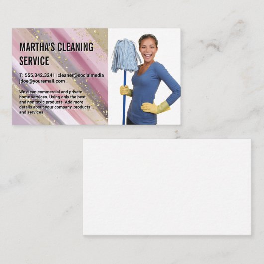 クリーニングサービス | レディーホールディングモップ 名刺 (正面/裏面)