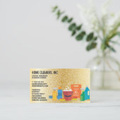 クリーニングサービス | 円パターン | 金ゴールド金属 名刺 (スタンド正面)