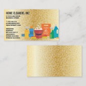 クリーニングサービス | 円パターン | 金ゴールド金属 名刺 (正面/裏面)