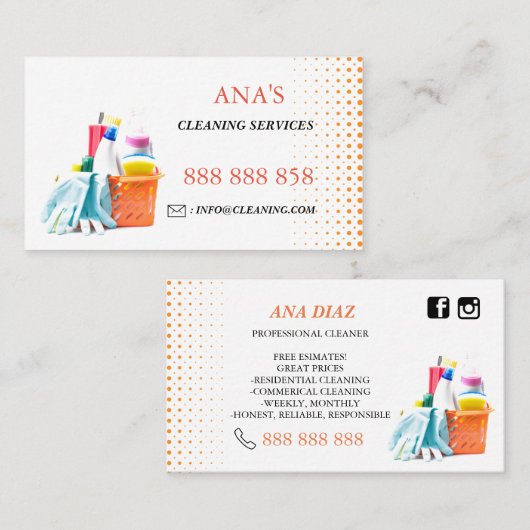 クリーニングサービス 名刺 (正面/裏面)