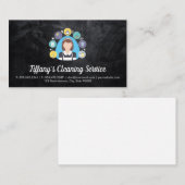 クリーニングサービス |家と箒のロゴ 名刺 (正面/裏面)