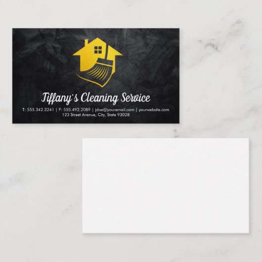 クリーニングサービス | 家と箒 名刺 (正面/裏面)
