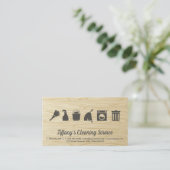 クリーニングサービス | 木目 名刺 (スタンド正面)