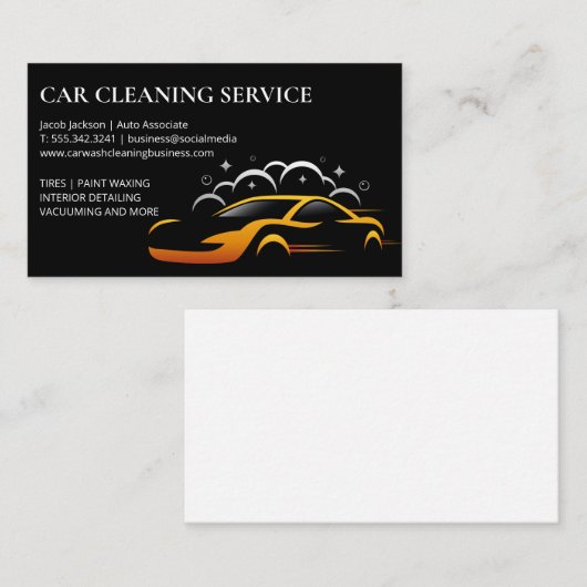 クリーニングサービス | 洗車用クリーニングロゴ 名刺 (正面/裏面)