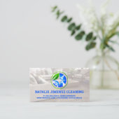 クリーニングサービス |清潔なホームモダンリビングルーム 名刺 (スタンド正面)