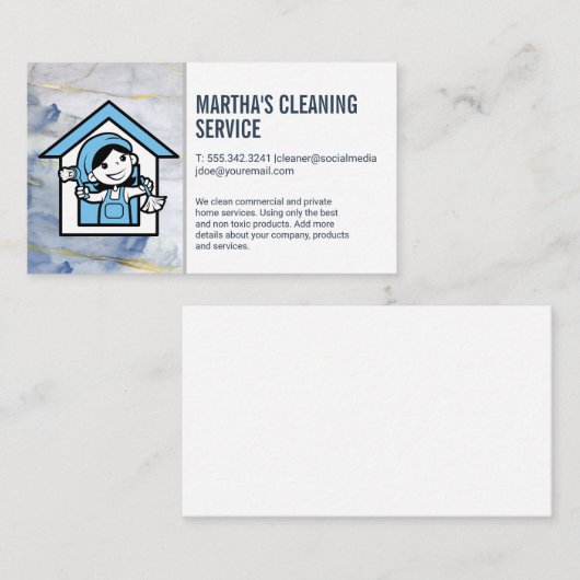 クリーニングサービス | 漫画のメイドダスティング 名刺 (正面/裏面)