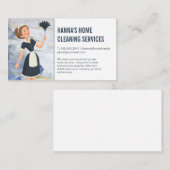 クリーニングサービス | 羽毛ダスター付きメイド 名刺 (正面/裏面)