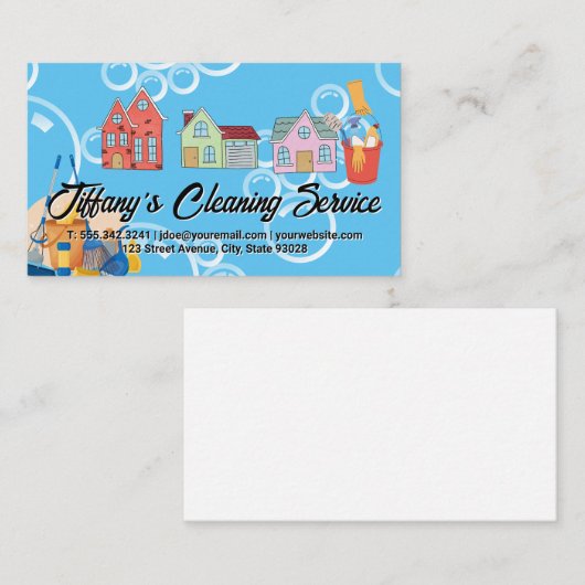 クリーニングサービス |近所の家 |バブル 名刺 (正面/裏面)