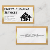 クリーニングサービス |金ゴールド縁ど |メイドロゴ 名刺 (正面/裏面)