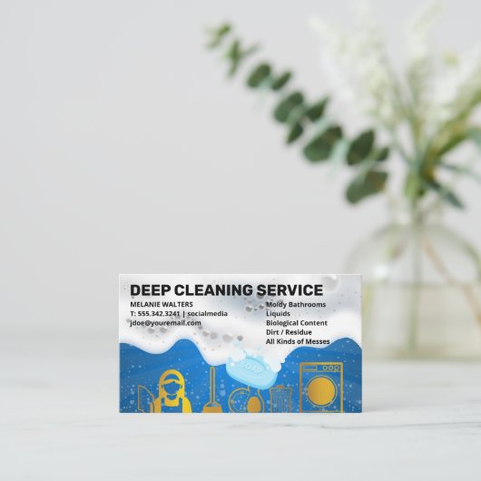 クリーニングサービス | Soap Suds |クリーナーツール 名刺 (スタンド正面)