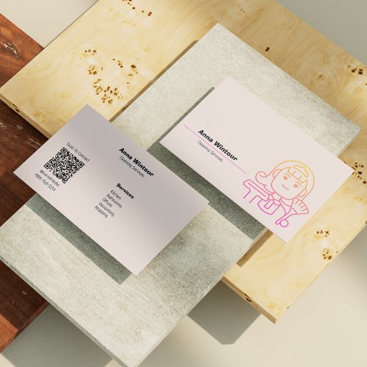 クリーニングサービスQrコードミニマリスト 名刺