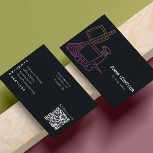 クリーニングサービスQrコード最小化名刺 名刺