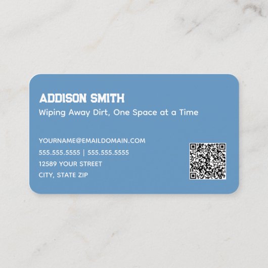 クリーニングサービスQRブルー 名刺 (裏面)