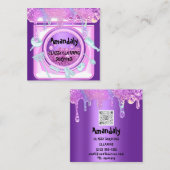 クリーニングサービスQRCodeランディドリップスソープバイオレット スクエア名刺 (正面/裏面)