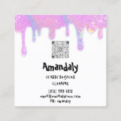 クリーニングサービスQRCode洗濯乾燥機パープル石鹸 スクエア名刺 (裏面)