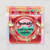 クリーニングサービスQRCode起動金ゴールドドライバ スクエア名刺 (正面)