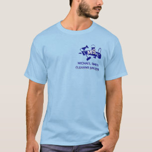 クリーニングサーモダンビスカスタムのロゴライトブルー Tシャツ