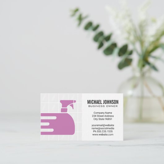 クリーニングスプレーロゴ | ジャニター | メイド 名刺 (スタンド正面)