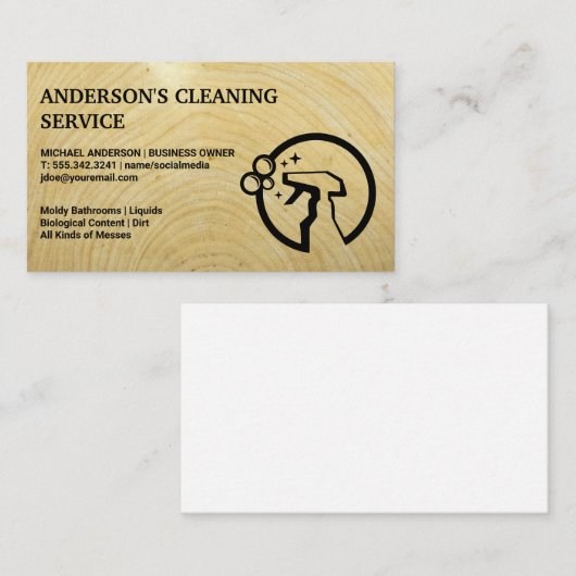 クリーニングスプレー | ハウスクリーナーサービス | ウッド 名刺 (正面/裏面)