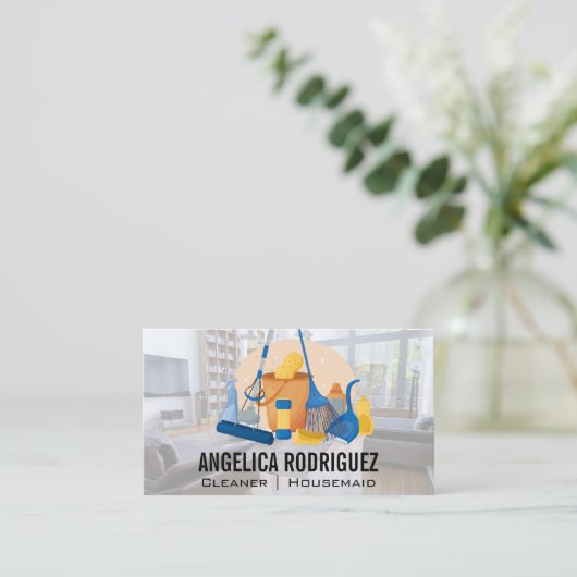 クリーニングツールの衛生化 名刺 (スタンド正面)