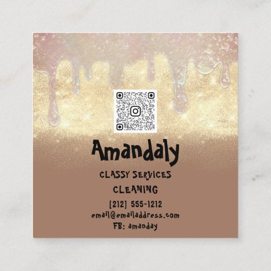 クリーニングハウスサービスQRコード石鹸金ゴールド石鹸 スクエア名刺 (裏面)